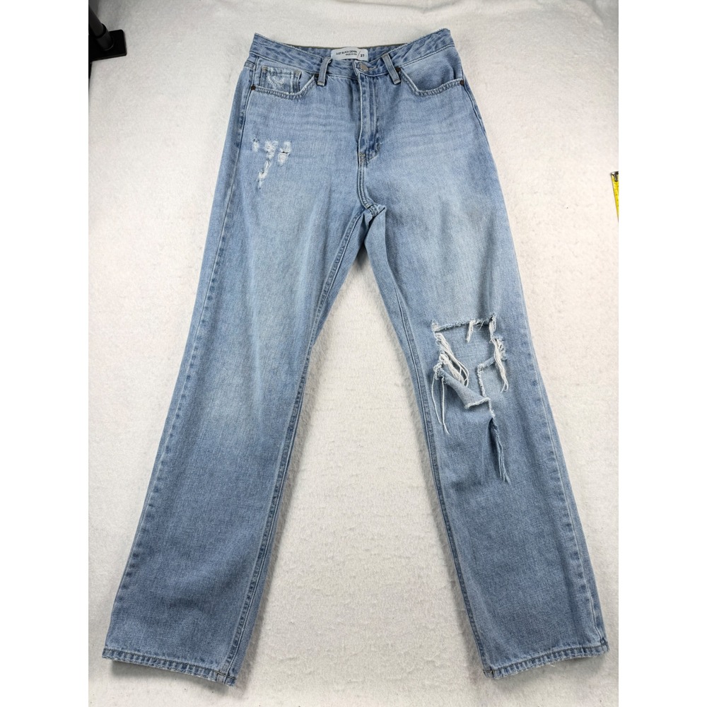 Just Black Denim BP338N 27 Light Wash Distressed High Rise Straight Jeans